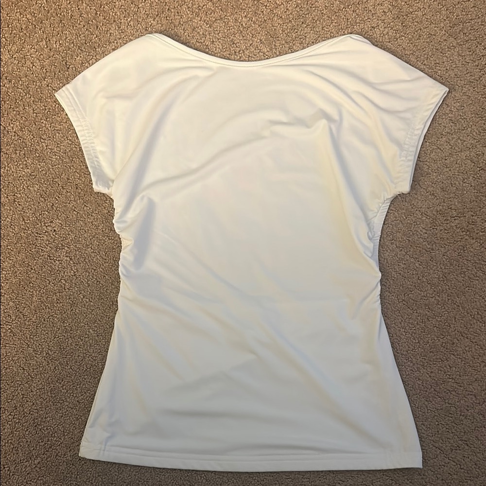 Princess Polly White Asymmetrical Fitted Cap Sleeve Tee